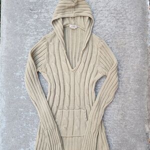 Y2K Arizona Jean Company Cable Knit Long Sleeve Sweater Hoodie Top, SZ L